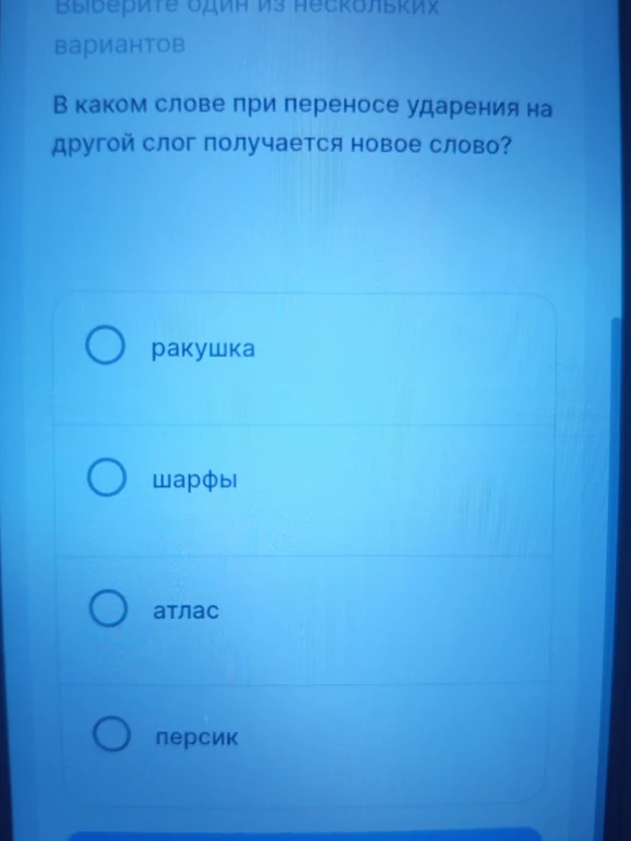 В каком слове при переносе ударения на другой слог получается новое слово?