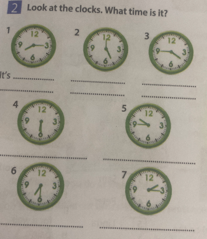 Look at the clocks. What time is it?