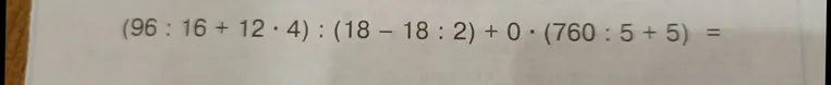 (96 : 16 + 12 * 4) : (18 - 18 : 2) + 0 * (760 : 5 + 5) =