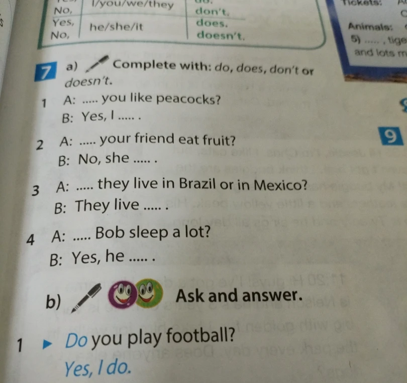 Complete with: do, does, don't or doesn't.