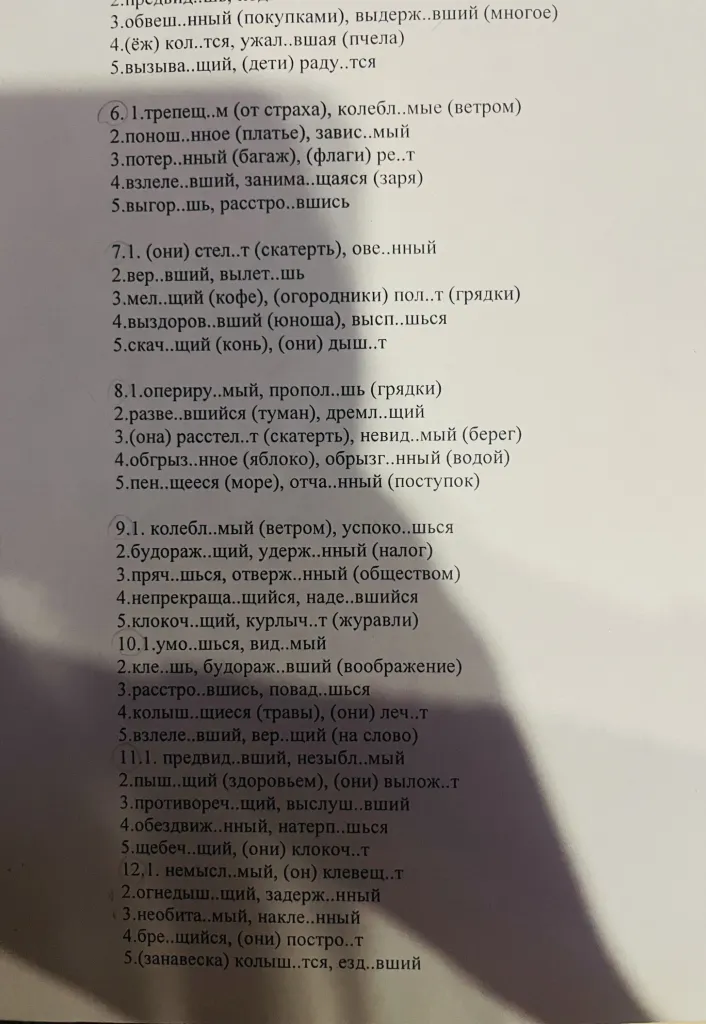Вставьте пропущенные буквы в словах и словосочетаниях (правописание суффиксов причастий и окончаний глаголов).