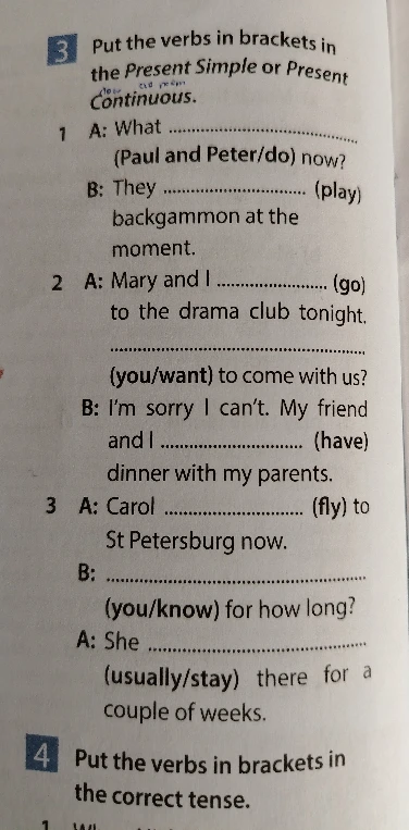 Put the verbs in brackets in the Present Simple or Present Continuous.