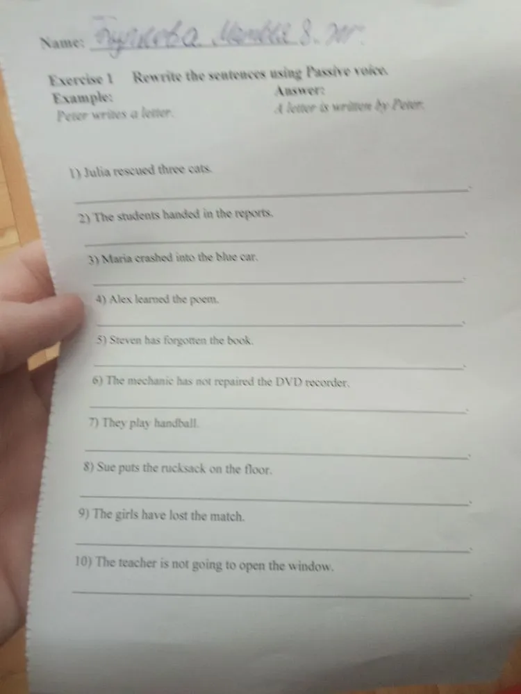 Rewrite the sentences using Passive voice.
