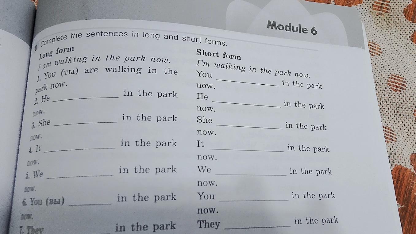 Complete the sentences in long and short forms.
