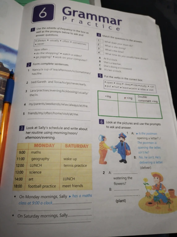 Use the adverbs of frequency in the box as well as the prompts below to ask and answer questions.
