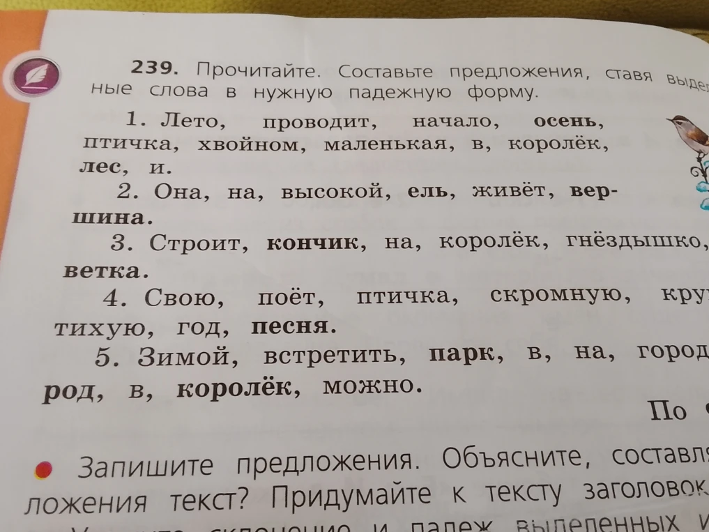 Прочитайте. Составьте предложения, ставя выделенные слова в нужную падежную форму.