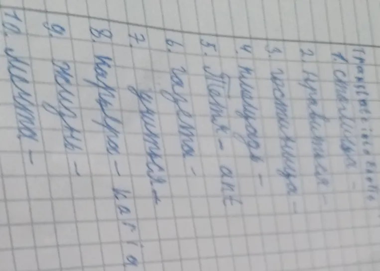 Переведите слова на английский язык: станция, нравиться, гостиница, кукуруза, муравей, газета, учиться, капуста, жизнь, мечта.