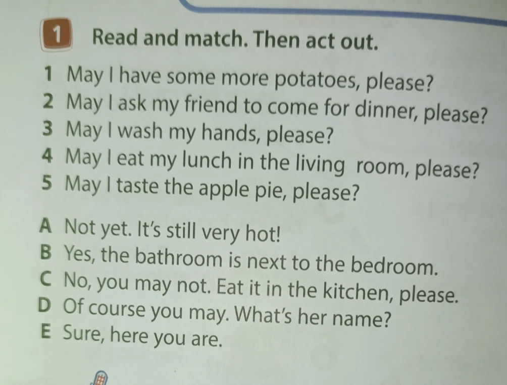 Read and match. Then act out.