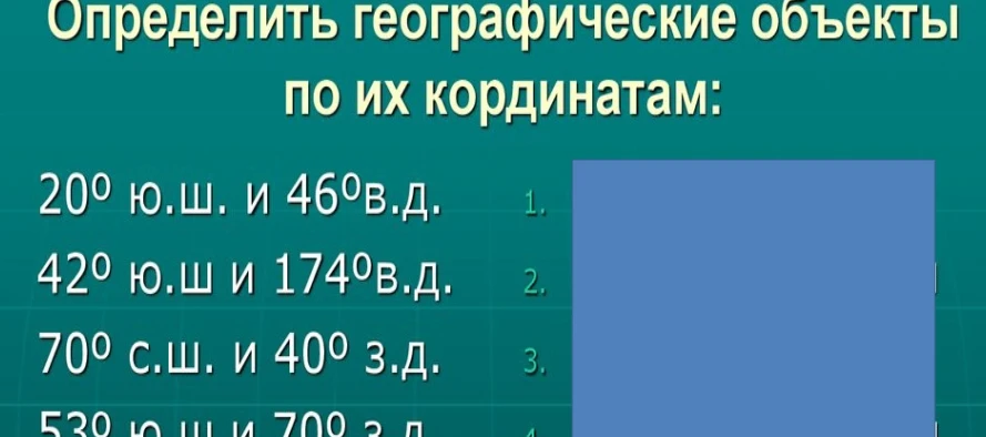 Определить географические объекты по их координатам