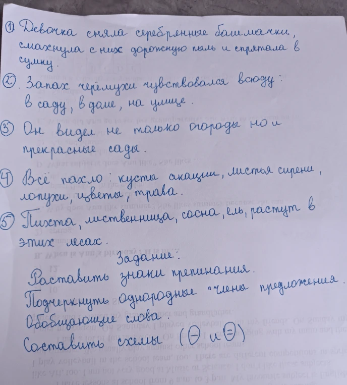 Расставить знаки препинания. Подчеркнуть однородные члены предложения. Обобщающие слова. Составить схемы.