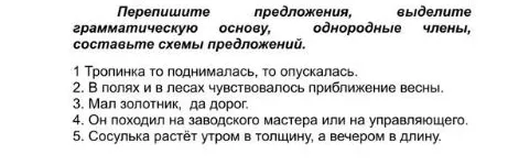 Перепишите предложения, выделите грамматическую основу, однородные члены, составьте схемы предложений.