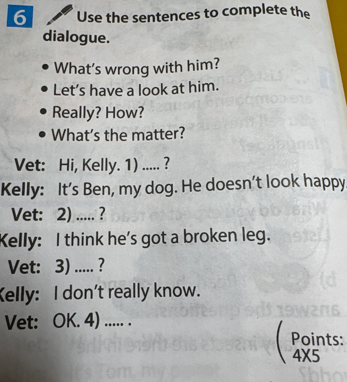 Use the sentences to complete the dialogue.