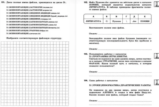 Даны полные имена файлов, хранящихся на диске D:. Изобразите соответствующую файловую структуру.