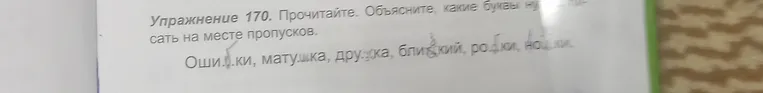 Упражнение 170. Прочитайте. Объясните, какие буквы нужно писать на месте пропусков.