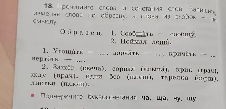 Прочитайте слова и сочетания слов. Запишите, изменяя слова по образцу, а слова из скобок — по смыслу.