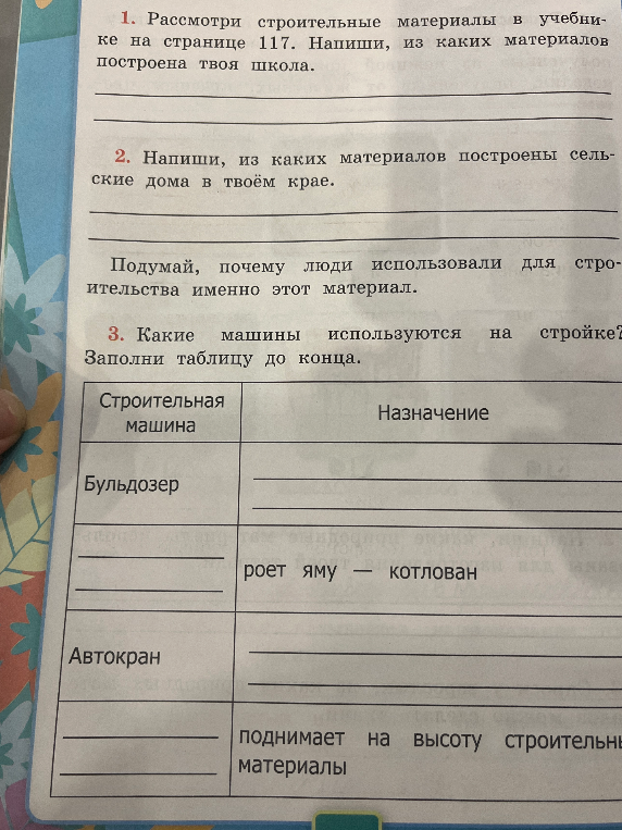 Рассмотри строительные материалы в учебнике на странице 117. Напиши, из каких материалов построена твоя школа.