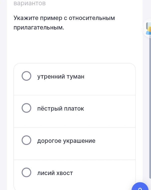 Укажите пример с относительным прилагательным.