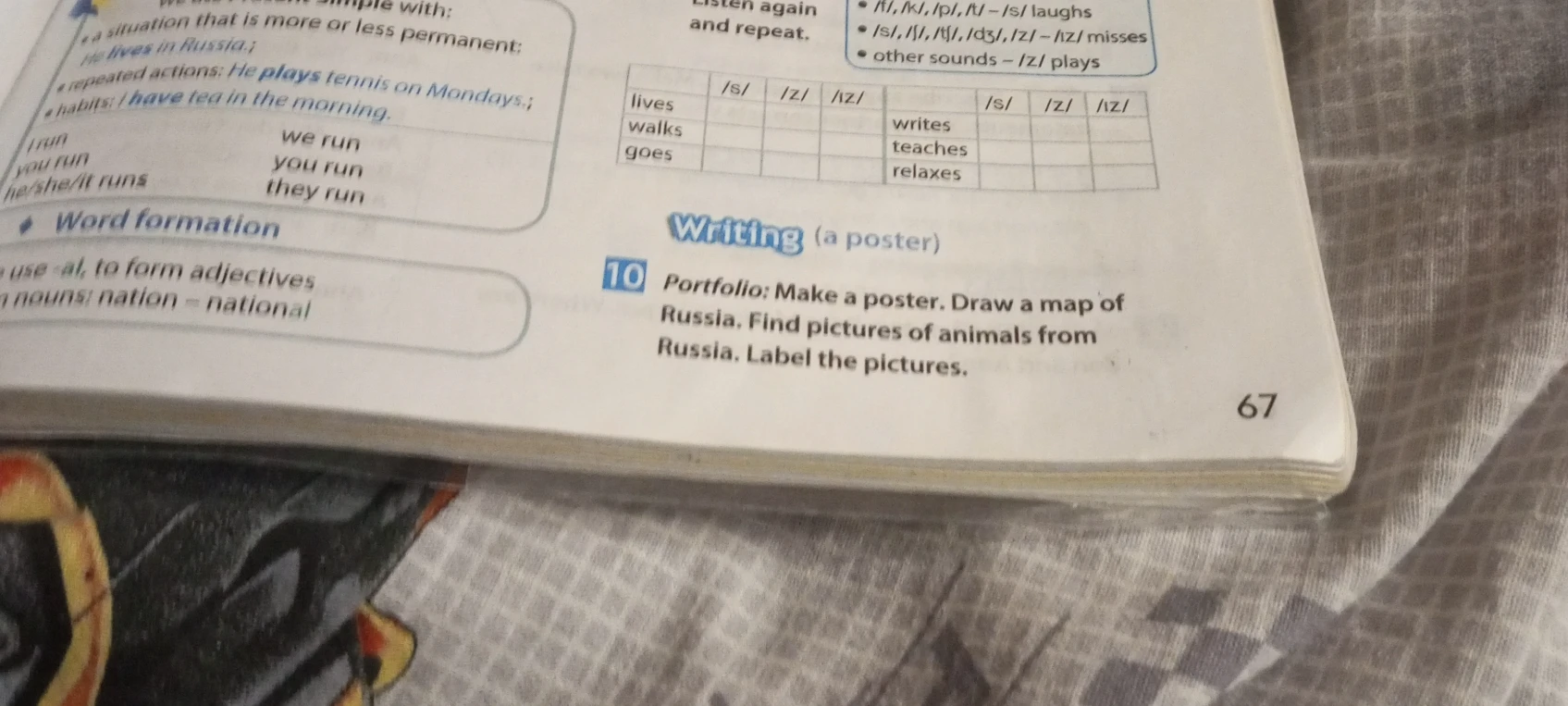 Portfolio: Make a poster. Draw a map of Russia. Find pictures of animals from Russia. Label the pictures.