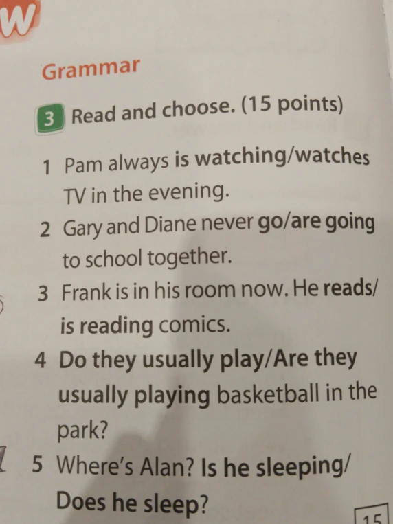 Read and choose the correct grammar form.