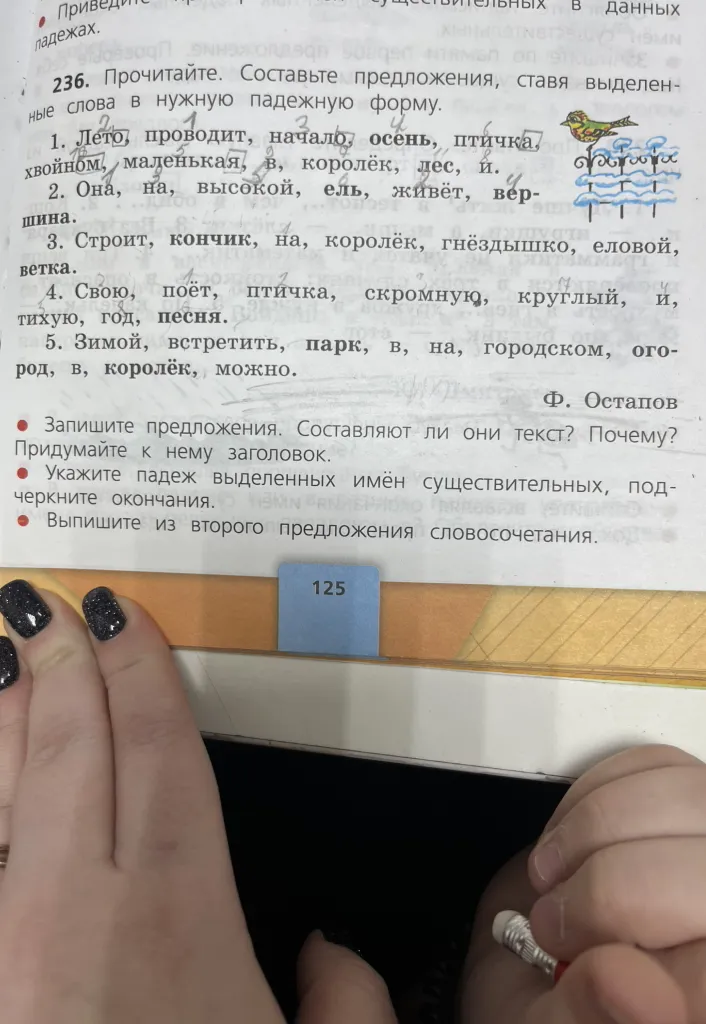 Прочитайте. Составьте предложения, ставя выделенные слова в нужную падежную форму.