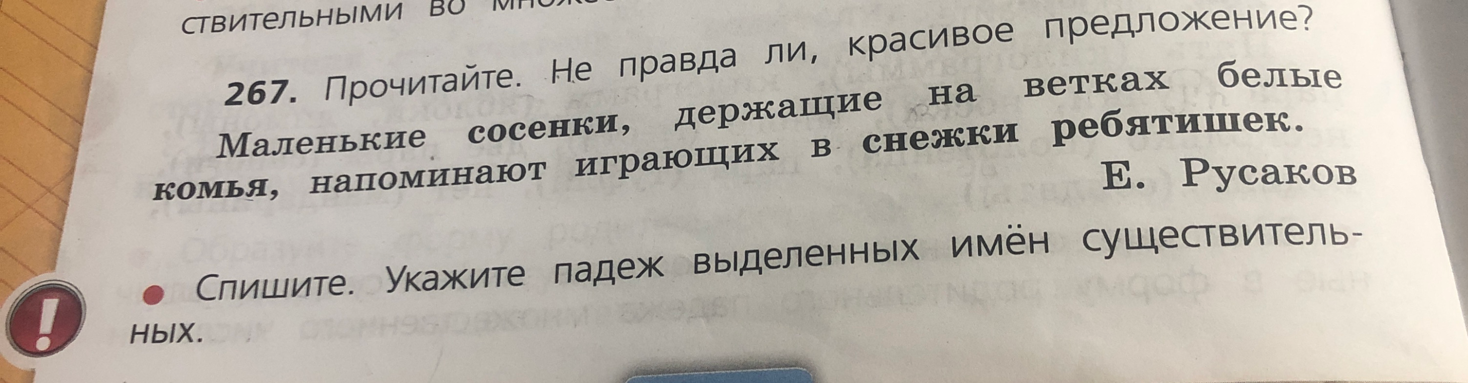 Спишите. Укажите падеж выделенных имён существительных.