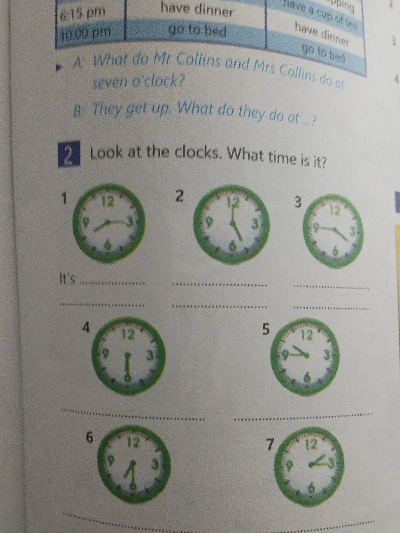Look at the clocks. What time is it?