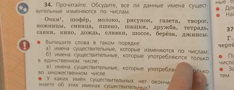 Прочитайте. Обсудите, все ли данные имена существительные изменяются по числам.