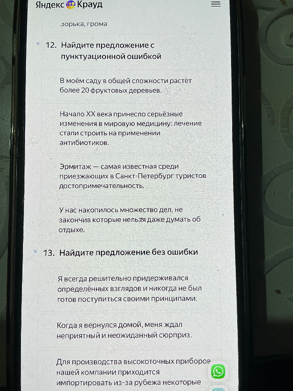 12. Найдите предложение с пунктуационной ошибкой. 13. Найдите предложение без ошибки.