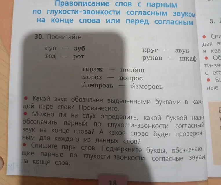 Прочитайте. Какой звук обозначен выделенными буквами в каждой паре слов? Спишите пары слов.