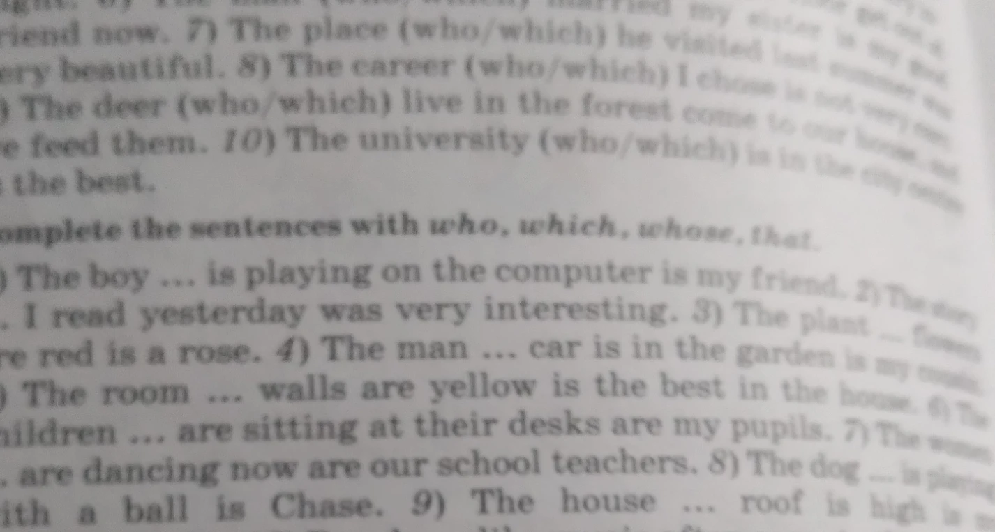 Complete the sentences with who, which, whose, that.