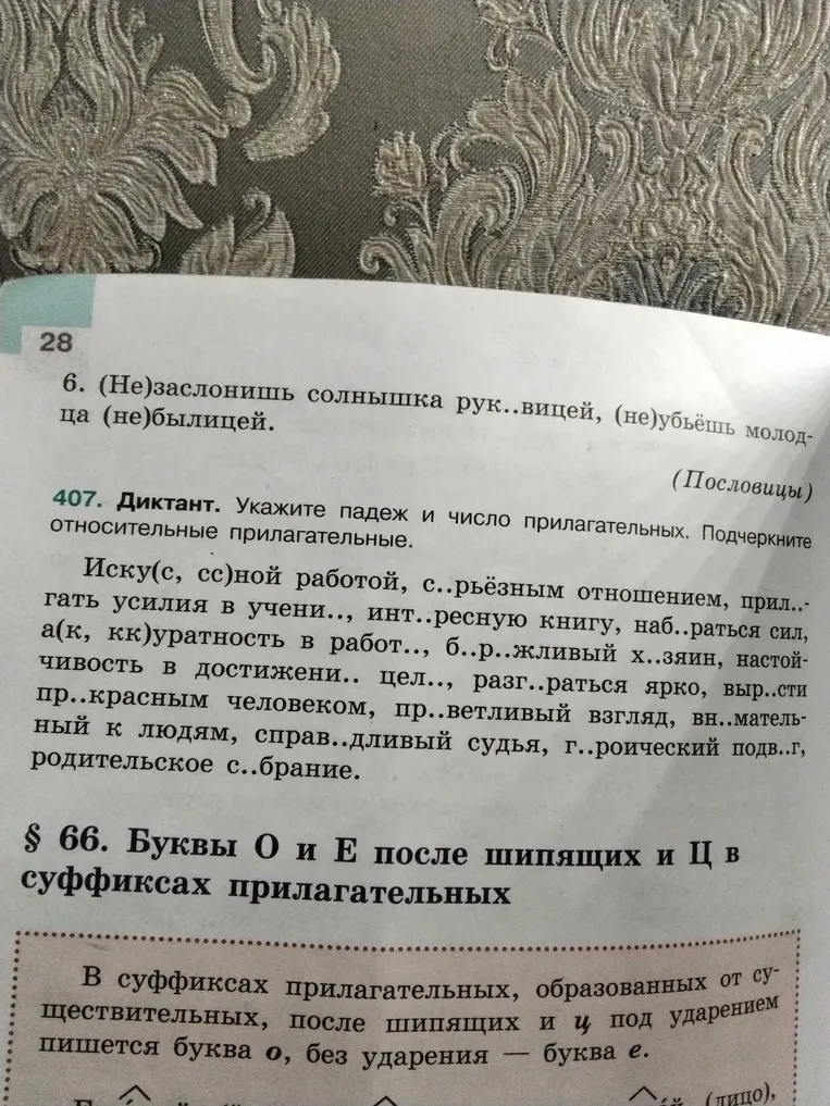Диктант. Укажите падеж и число прилагательных. Подчеркните относительные прилагательные.