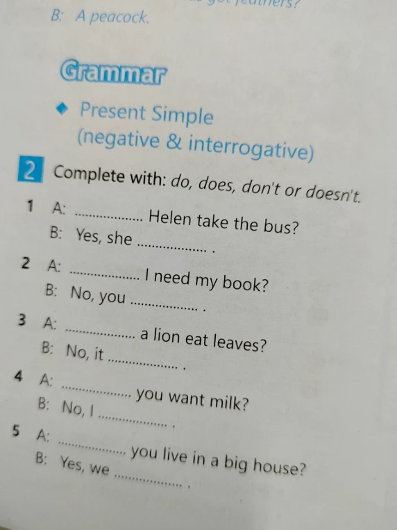 Complete with: do, does, don't or doesn't.