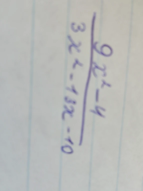 Сократите дробь (9x^2 - 4) / (3x^2 - 13x - 10)