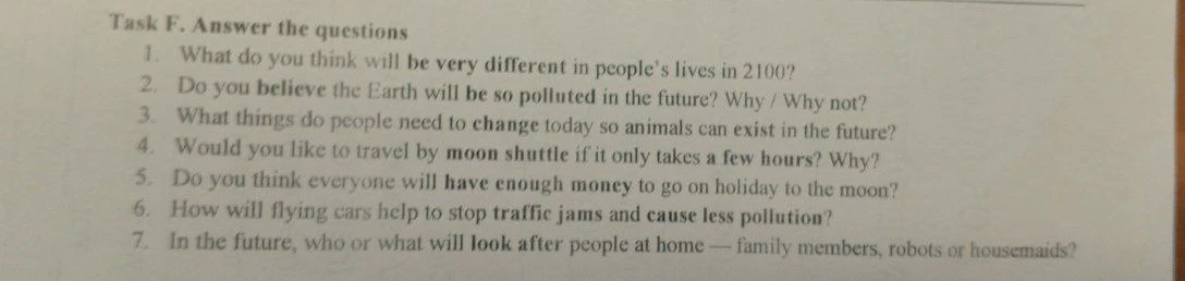 Task F. Answer the questions