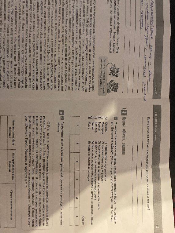 Установите соответствие между названиями римских богов и их описанием.