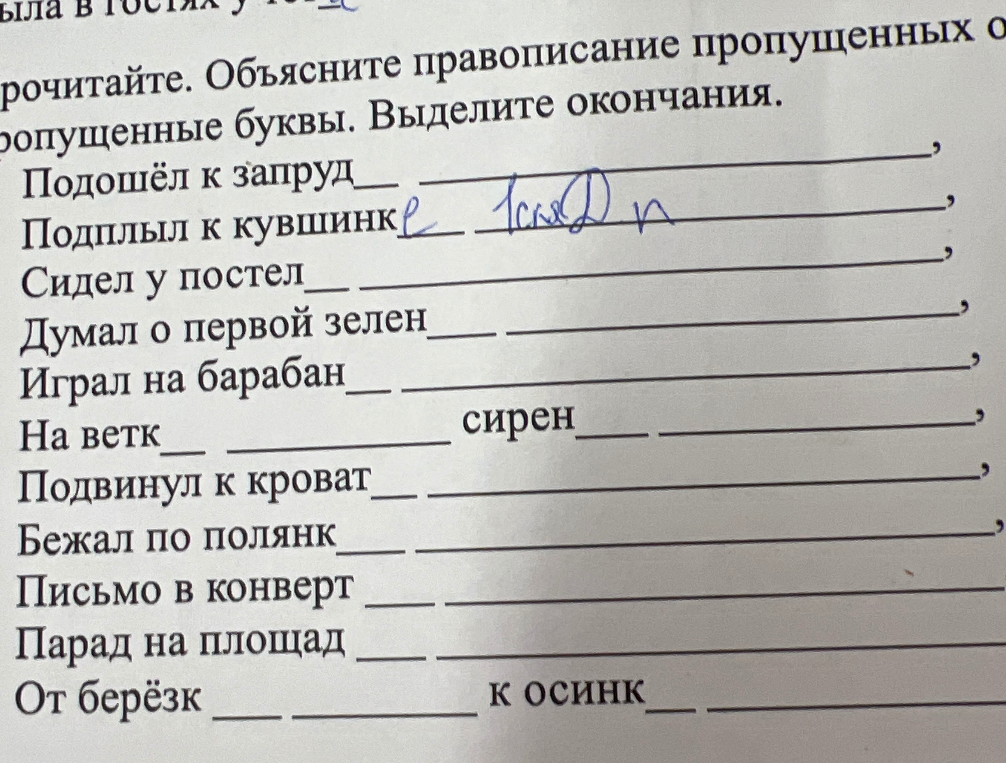 Прочитайте. Объясните правописание пропущенных окончаний. Вставьте пропущенные буквы. Выделите окончания.