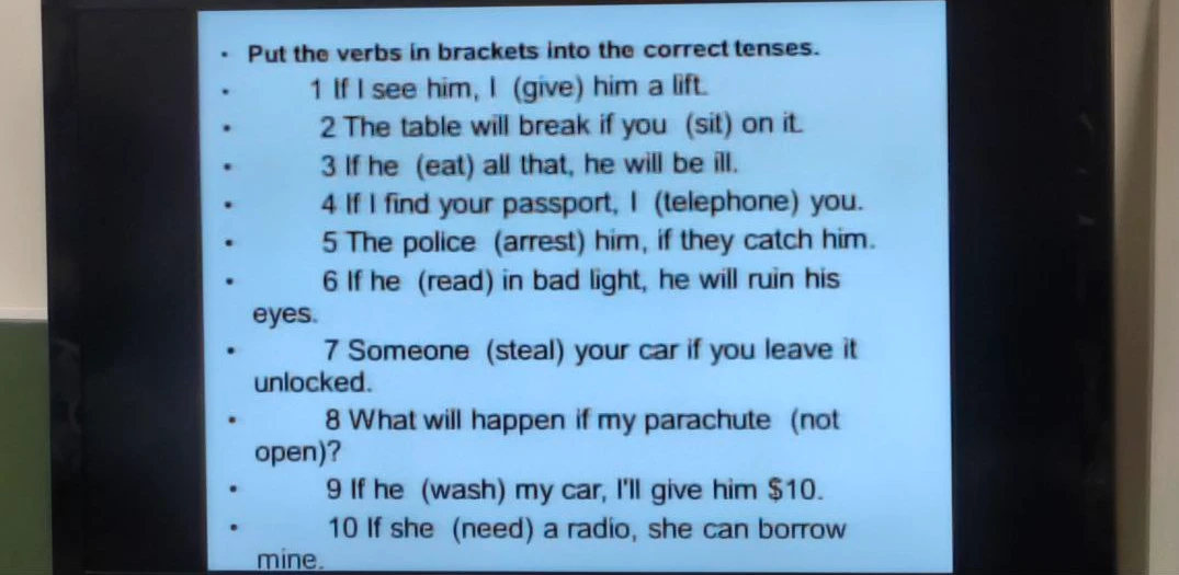 Put the verbs in brackets into the correct tenses.