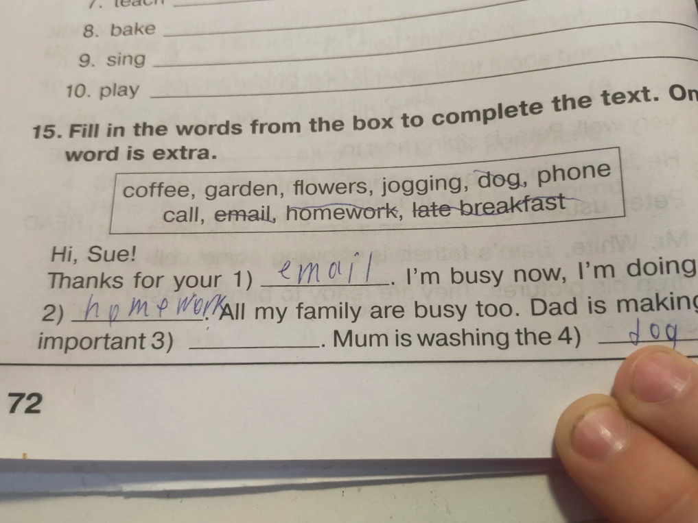 15. Fill in the words from the box to complete the text. One word is extra.