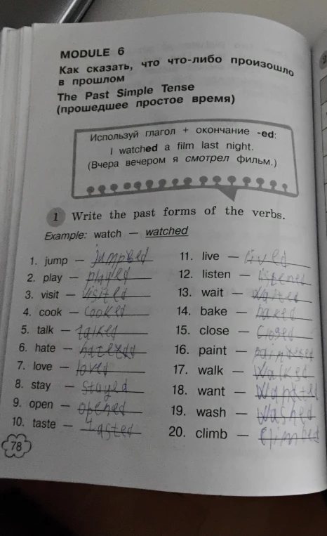 Write the past forms of the verbs.