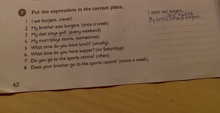 Put the expressions in the correct place.