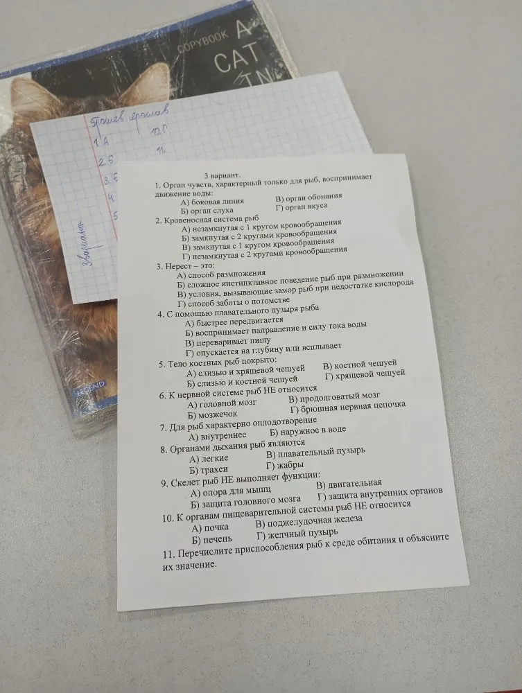 1. Орган чувств, характерный только для рыб, воспринимает движение воды: А) боковая линия В) орган обоняния Б) орган слуха Г) орган вкуса