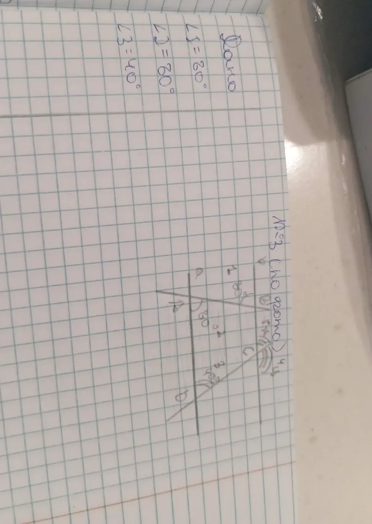 Найти x и y по готовому чертежу, если дано: ∠1 = 80°, ∠2 = 60°, ∠3 = 40°.