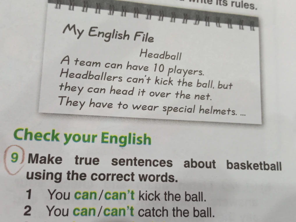 Make true sentences about basketball using the correct words.