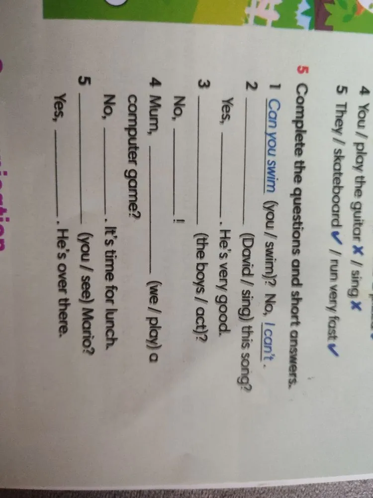 Complete the questions and short answers.