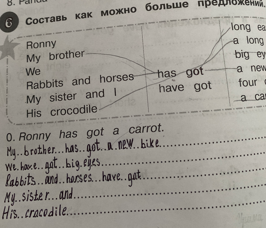 Составь как можно больше предложений.