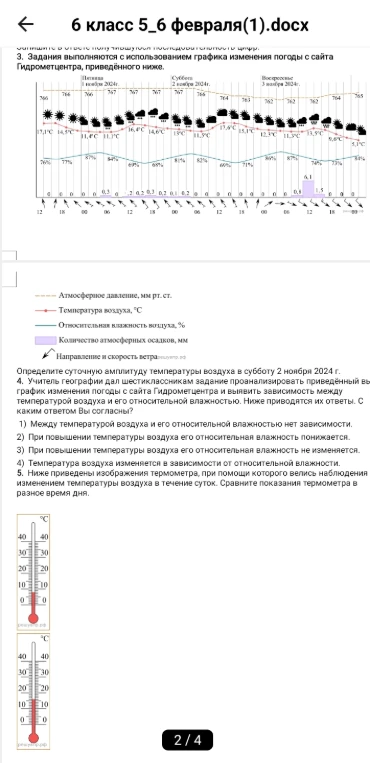 Определите суточную амплитуду температуры воздуха в субботу 2 ноября 2024 г.