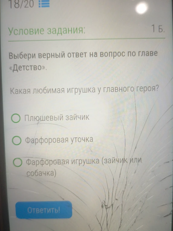 Выбери верный ответ на вопрос по главе «Детство». Какая любимая игрушка у главного героя?