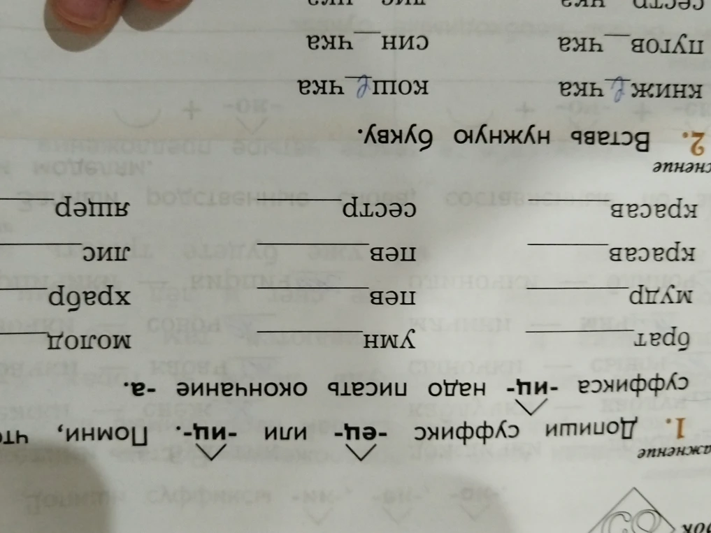 Допиши суффикс -ец- или -иц-. Помни, что после суффикса -иц- надо писать окончание -а.