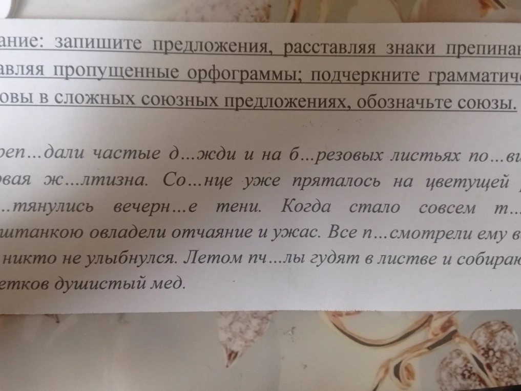Запишите предложения, расставляя знаки препинания, вставляя пропущенные орфограммы; подчеркните грамматические основы в сложных союзных предложениях, обозначьте союзы.