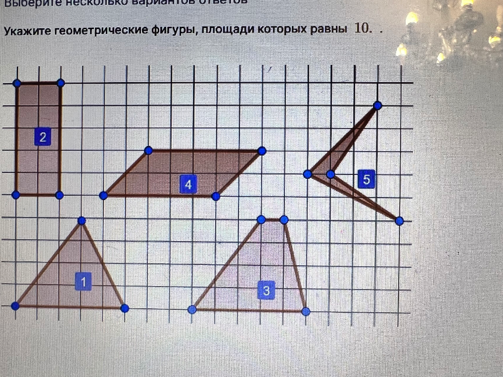 Укажите геометрические фигуры, площади которых равны 10.